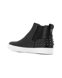 Bottines chelsea en cuir noires et blanches Philipp Plein