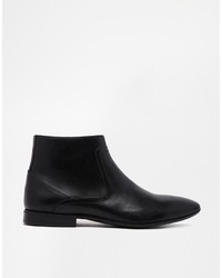 Bottines chelsea en cuir noires Asos