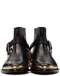 Bottines chelsea en cuir noires Balmain