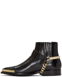 Bottines chelsea en cuir noires Balmain