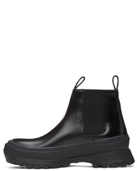 Bottines chelsea en cuir noires Jil Sander