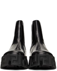 Bottines chelsea en cuir noires Versace