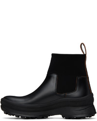 Bottines chelsea en cuir noires Jil Sander