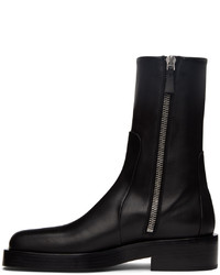 Bottines chelsea en cuir noires Jil Sander