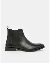 Bottines chelsea en cuir noires Asos