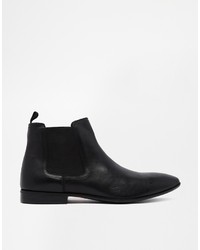 Bottines chelsea en cuir noires Asos