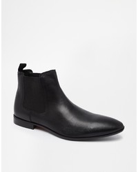 Bottines chelsea en cuir noires Asos