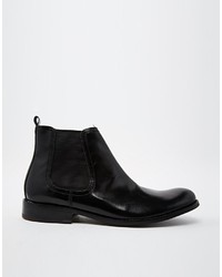 Bottines chelsea en cuir noires Asos