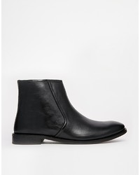 Bottines chelsea en cuir noires Asos