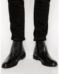 Bottines chelsea en cuir noires Asos