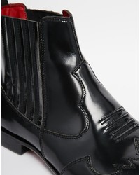 Bottines chelsea en cuir noires Asos