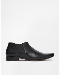 Bottines chelsea en cuir noires Asos