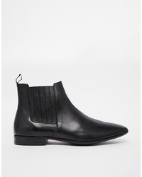 Bottines chelsea en cuir noires Asos