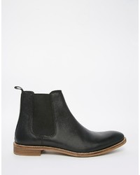 Bottines chelsea en cuir noires Asos