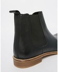 Bottines chelsea en cuir noires Asos