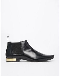 Bottines chelsea en cuir noires Asos