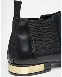 Bottines chelsea en cuir noires Asos