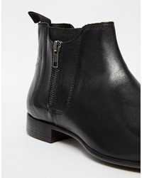 Bottines chelsea en cuir noires Asos