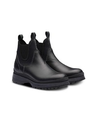 Bottines chelsea en cuir noires Prada