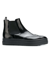 Bottines chelsea en cuir noires Prada