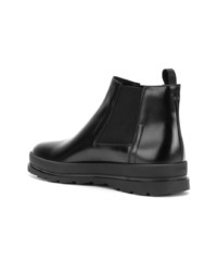 Bottines chelsea en cuir noires Prada