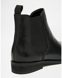 Bottines chelsea en cuir noires Asos