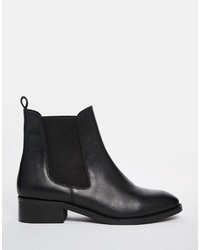 Bottines chelsea en cuir noires Asos