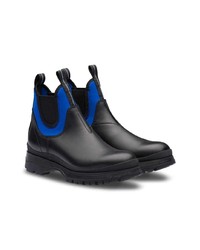 Bottines chelsea en cuir noires Prada