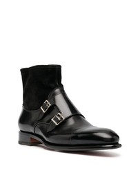 Bottines chelsea en cuir noires Santoni