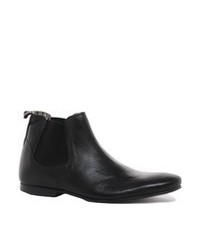 Bottines chelsea en cuir noires Dune