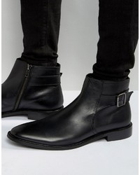 Bottines chelsea en cuir noires Dune