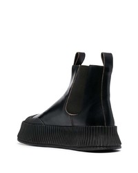 Bottines chelsea en cuir noires Jil Sander