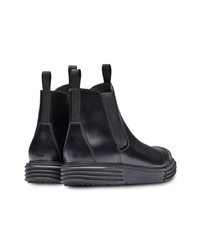 Bottines chelsea en cuir noires Prada