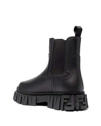 Bottines chelsea en cuir noires Fendi