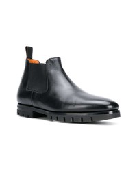 Bottines chelsea en cuir noires Santoni