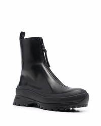 Bottines chelsea en cuir noires Jil Sander