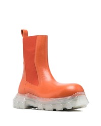 Bottines chelsea en cuir orange Rick Owens