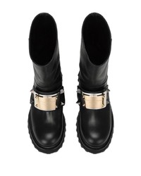 Bottines chelsea en cuir ornées noires Dolce & Gabbana