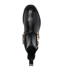 Bottines chelsea en cuir ornées noires Versace