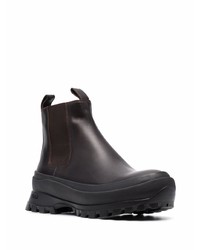 Bottines chelsea en cuir pourpre foncé Jil Sander