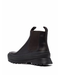 Bottines chelsea en cuir pourpre foncé Jil Sander