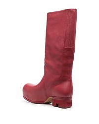 Bottines chelsea en cuir rouges Rick Owens