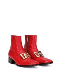 Bottines chelsea en cuir rouges Dolce & Gabbana