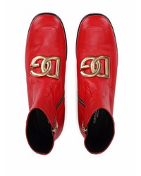 Bottines chelsea en cuir rouges Dolce & Gabbana