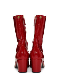 Bottines chelsea en cuir rouges Gucci