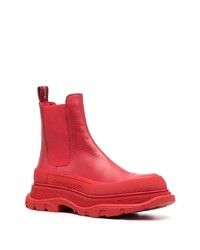 Bottines chelsea en cuir rouges Alexander McQueen