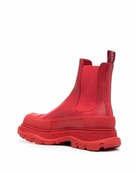 Bottines chelsea en cuir rouges Alexander McQueen