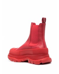 Bottines chelsea en cuir rouges Alexander McQueen