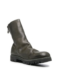 Bottines chelsea en cuir vert foncé Guidi