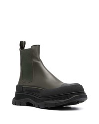 Bottines chelsea en cuir vert foncé Alexander McQueen